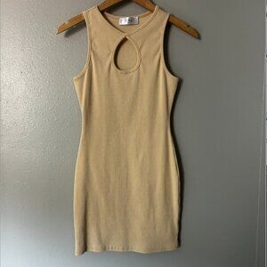 DNA tan mini dress with cutout - Small